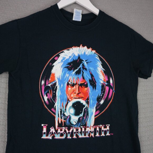 David Bowie Labyrinth Faded Black Navy Vintage Mens Small - Picture 3 of 7